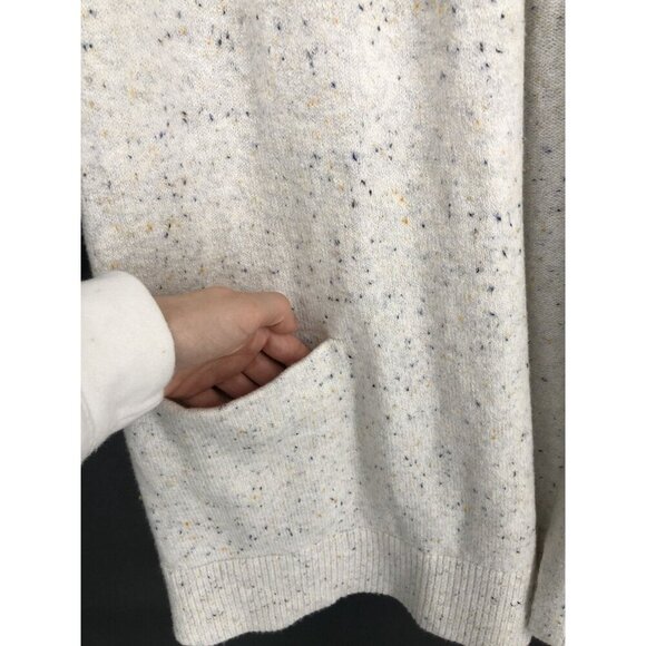 NWT Loft Open Front Duster Sweater Vest Women's XS-S White Speckled Pockets - Picture 4 of 7